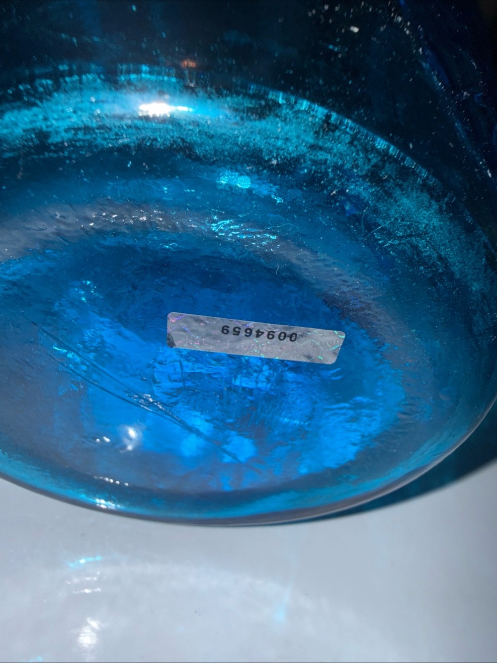 Vtg Anchor Hocking Blue Glass Rainflower Pitcher - Picture 6 of 9